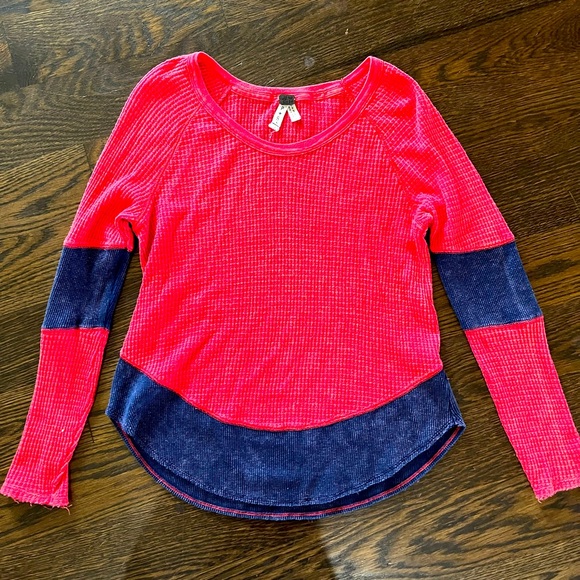 We the free, free people small thermal long sleeve two tone diamond dozen - Picture 1 of 6